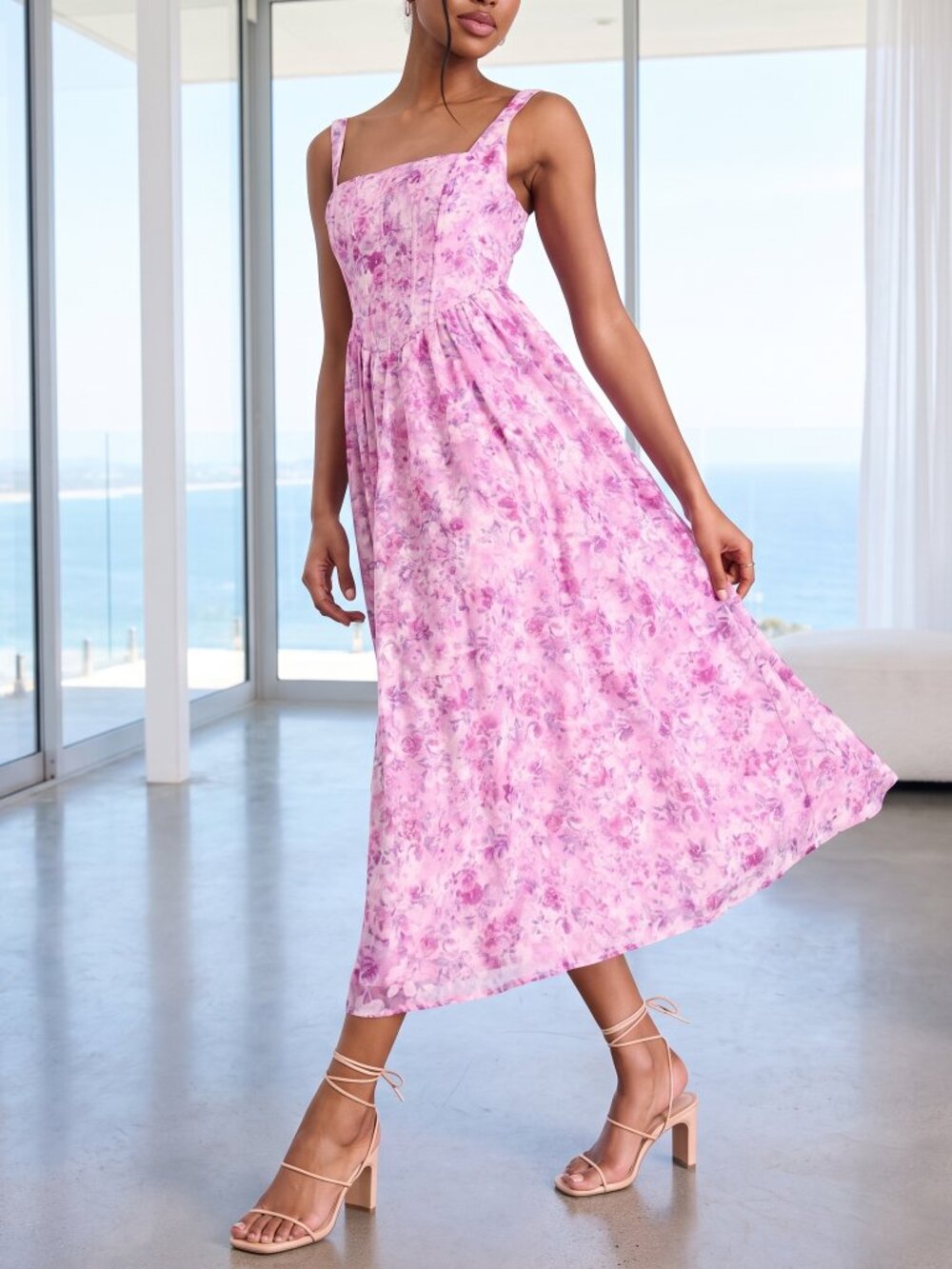 NWT LULUS Colwyn roses floral jacquard bustier midi dress M
